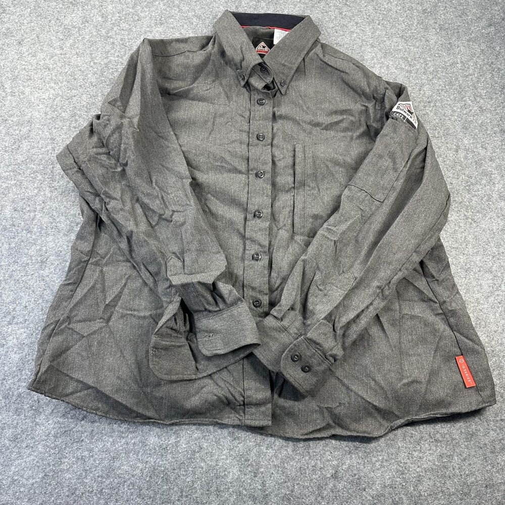 Bulwark FR Shirt Mens 2XL Gray Flame Resistant Long Sleeve Button Up Workwear